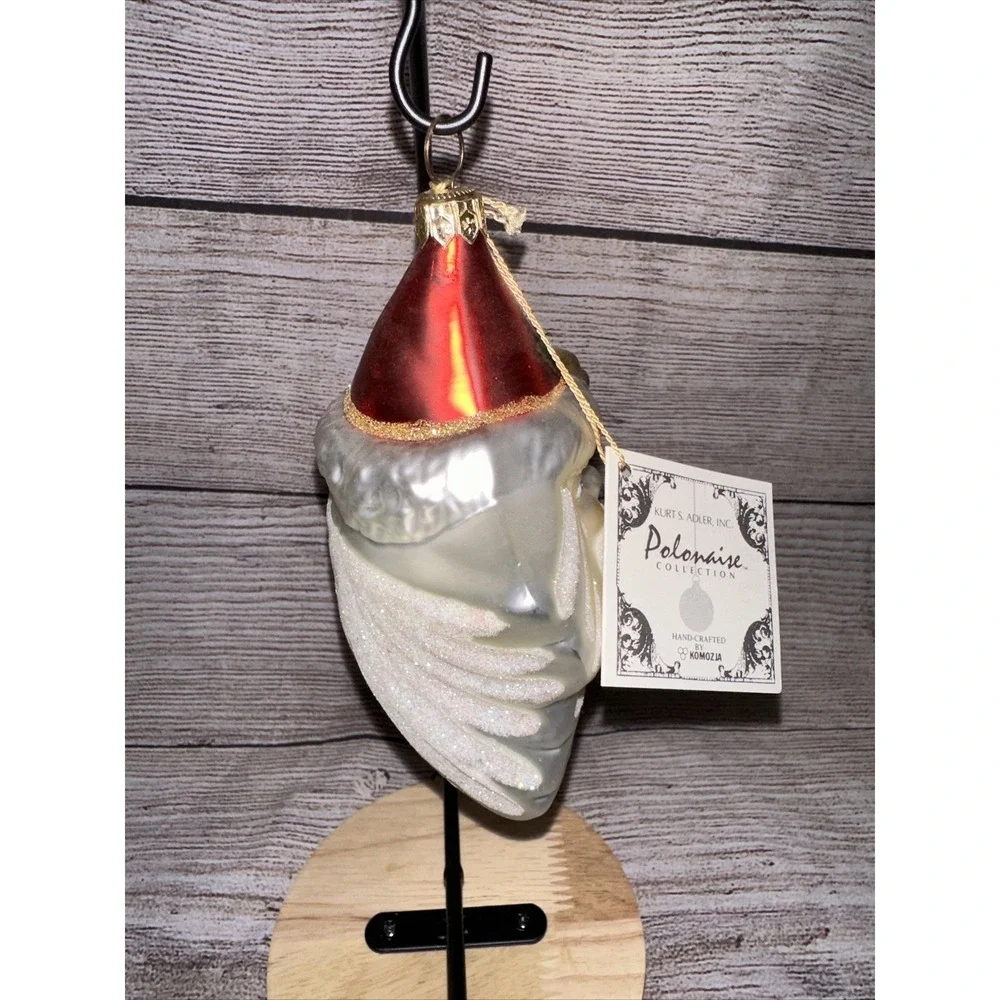 Kurt S. Adler Ornament Santa Claus Star Face Polonaise Glass Seasonal Decoration